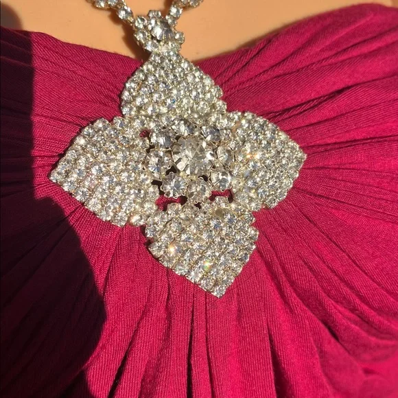 Sky ruby red stretch knit top with crystal straps - Picture 3 of 5